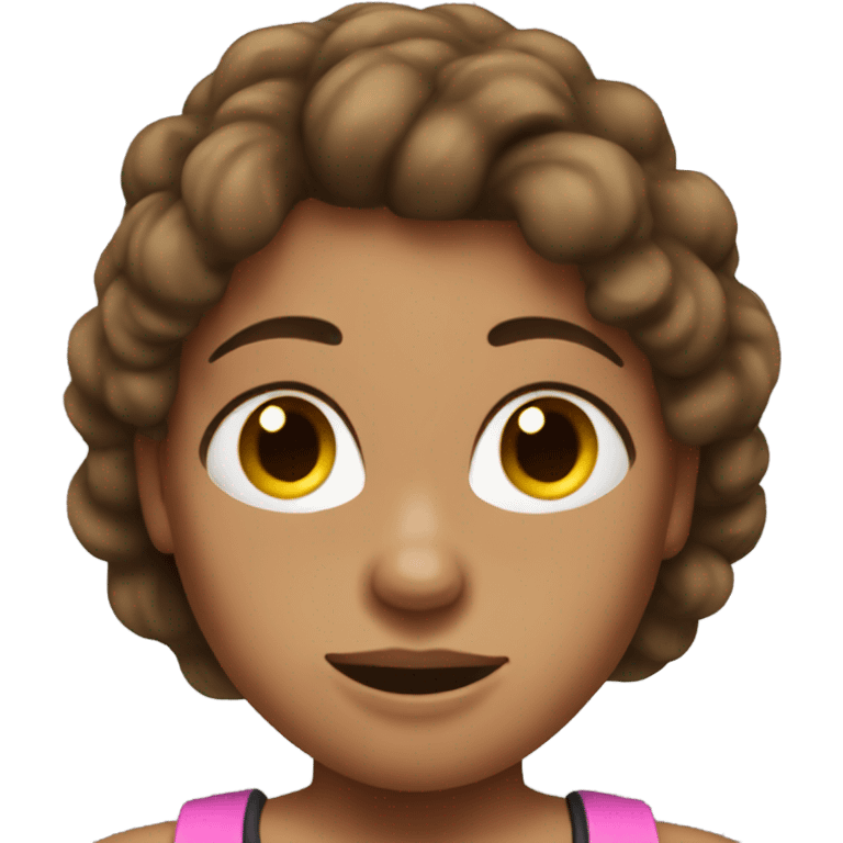 Strong bodybuilder woman brown hair emoji