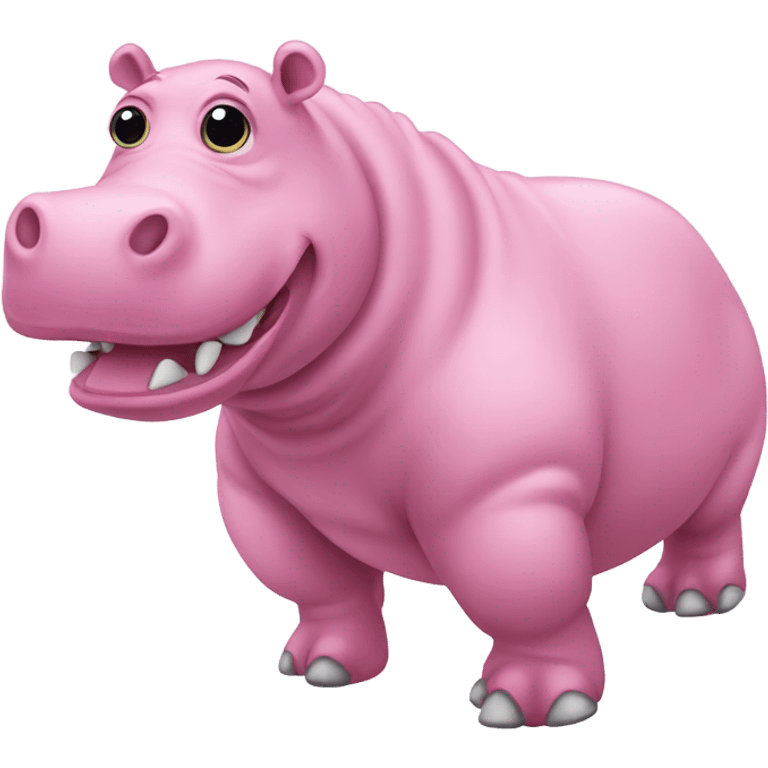 Flying pink hippopotamus with long legs emoji