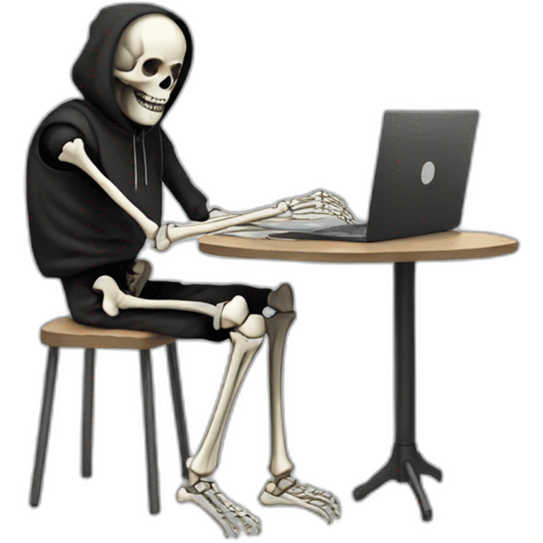 Skeleton with laptop in black hoodie emoji