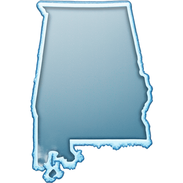 The state of alabama on a map but in a winter freeze emoji