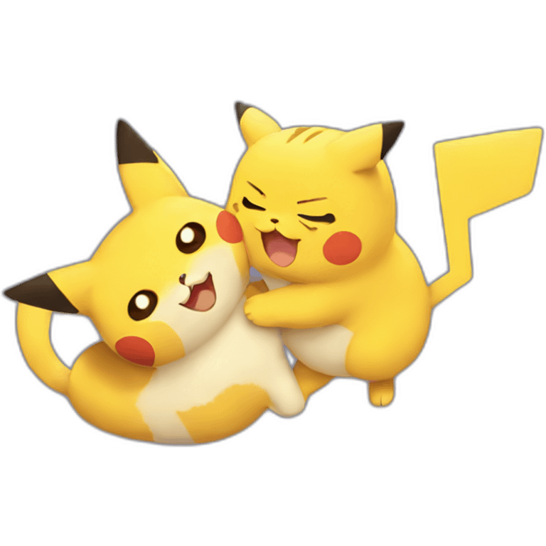 cat and pikachu hug emoji