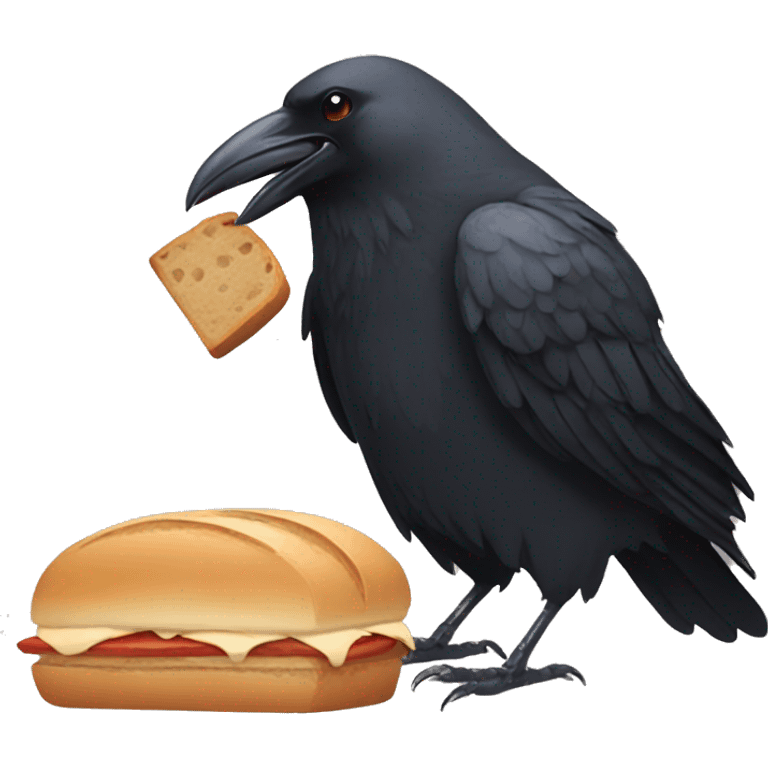 crow eating bread emoji