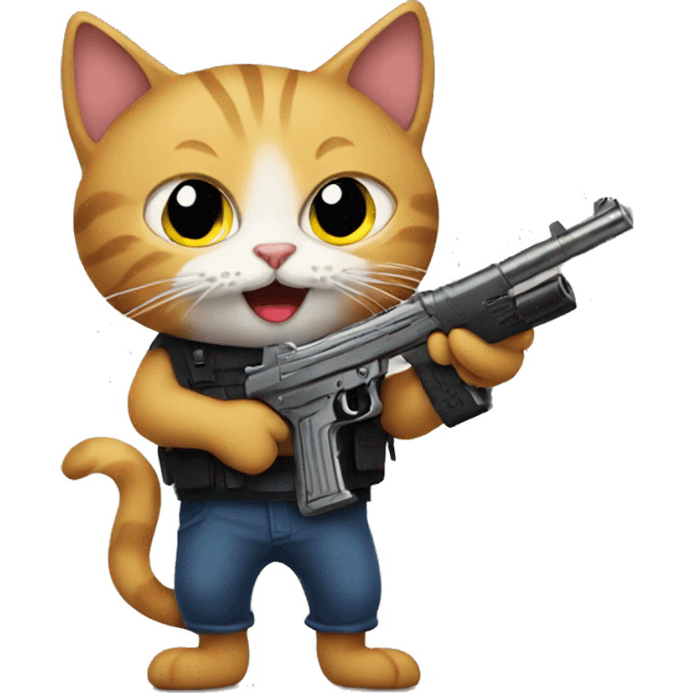 Cat holding a gun emoji