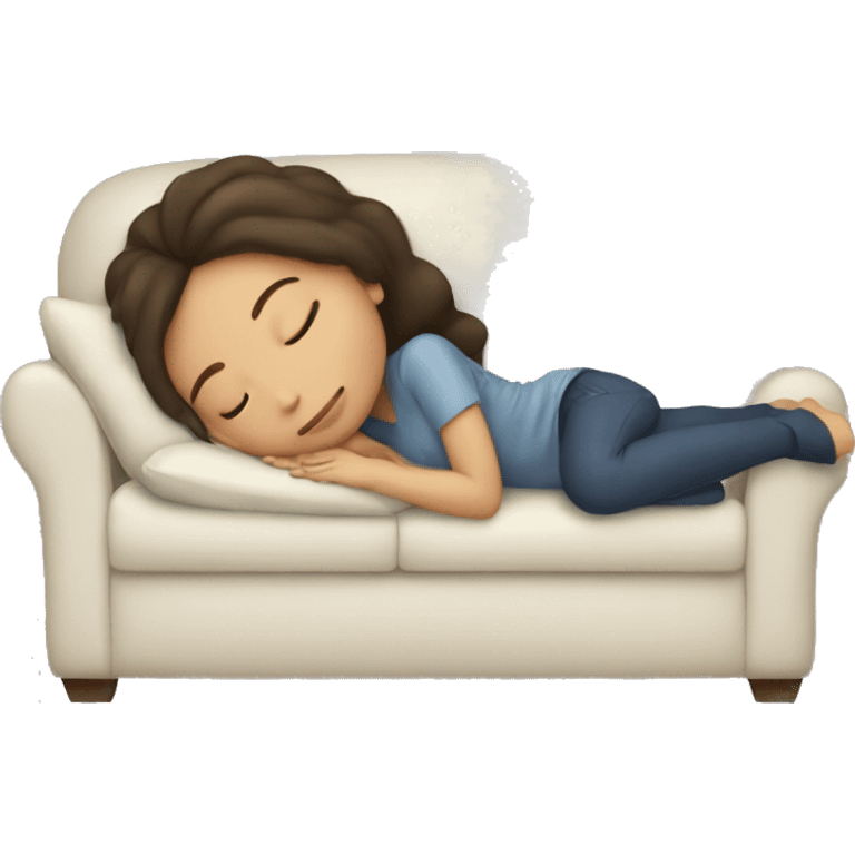 brunette girl sleeping on the sofa emoji