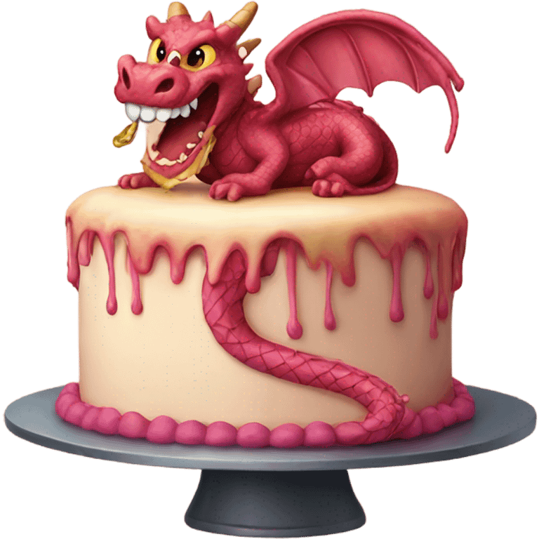 Cake with a dragon emoji