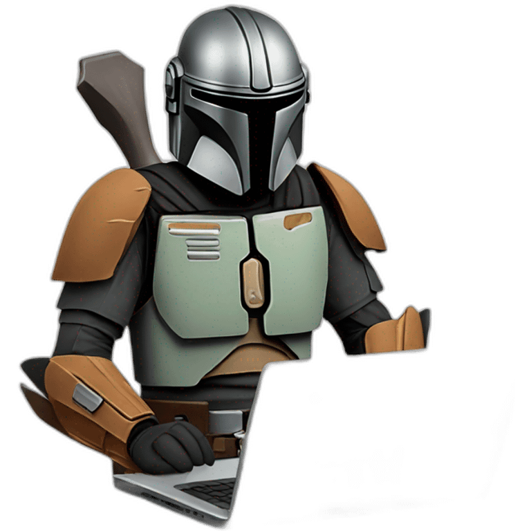 Mandalorian working on laptop emoji