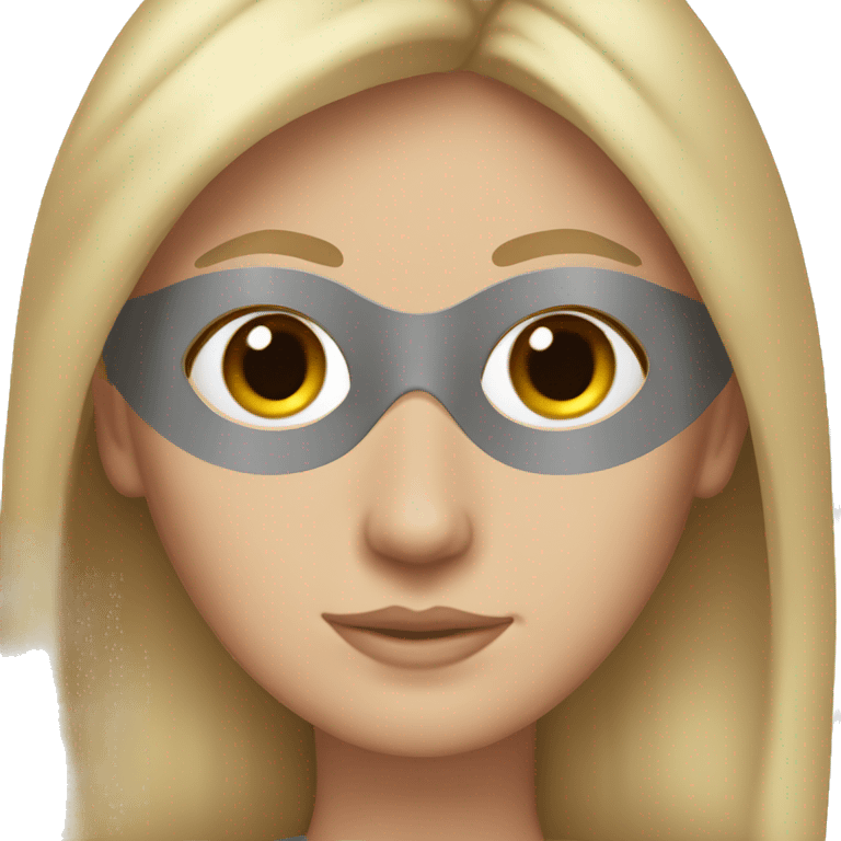 White girl with brown and blond hair eye mask emoji