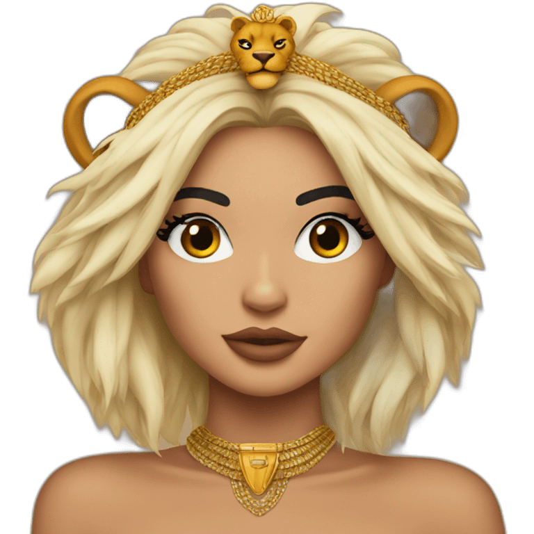 Kylie Jenner wearing a lion head dress emoji