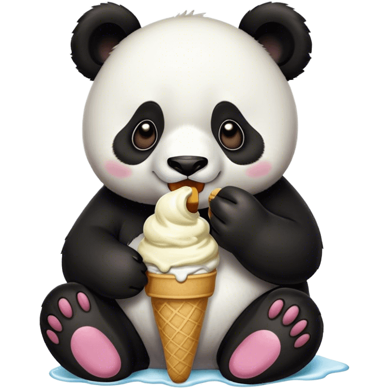 Panda eating ice cream emoji