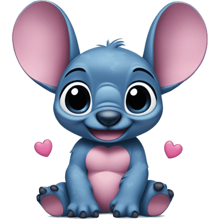 disney character stitch with pink hearts emoji