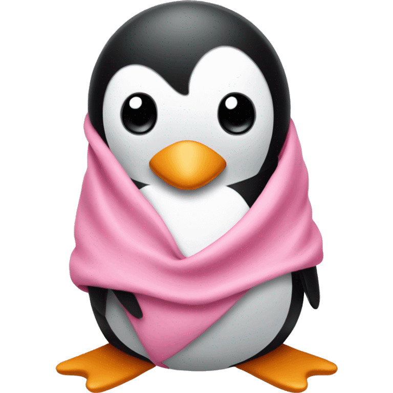 Penguin wrapped in a pink blanket emoji