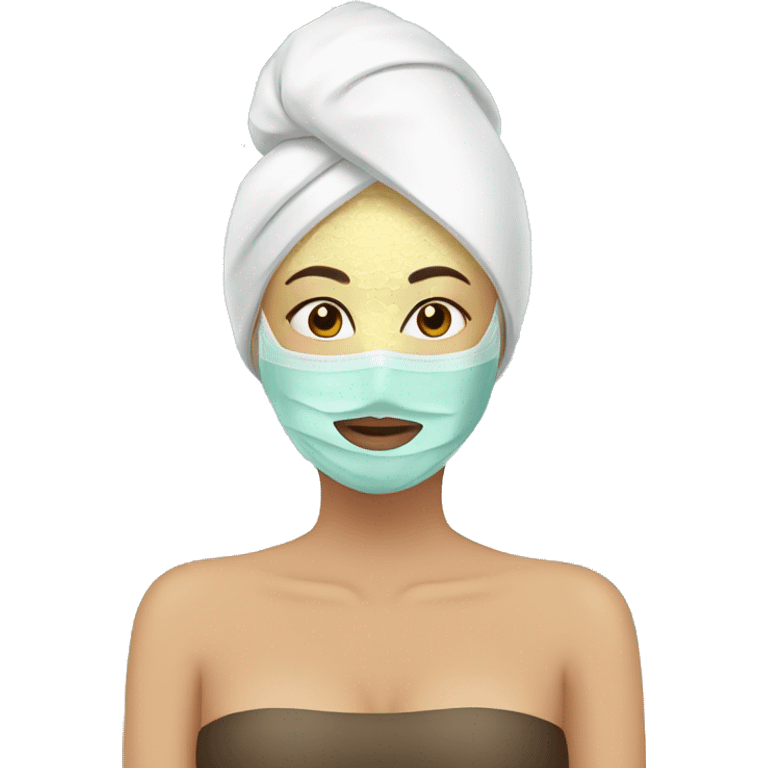 Lady with face mask spa beauty full face relaxing emoji