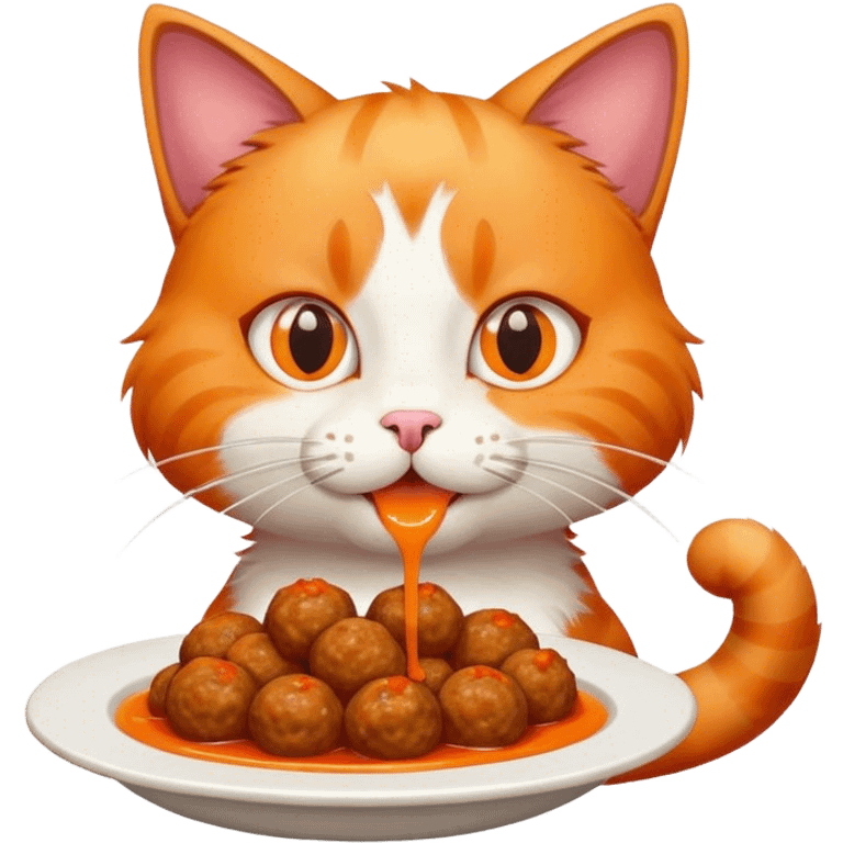 Cat eating meatballs  emoji