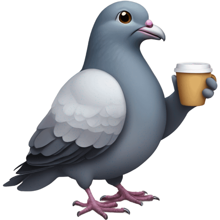 Pigeon holding a cup of coffee  emoji