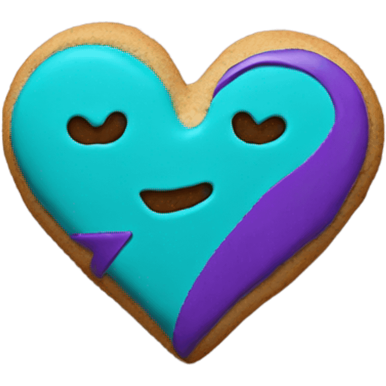 Purple teal Suicide awareness ribbon, heart cookie emoji