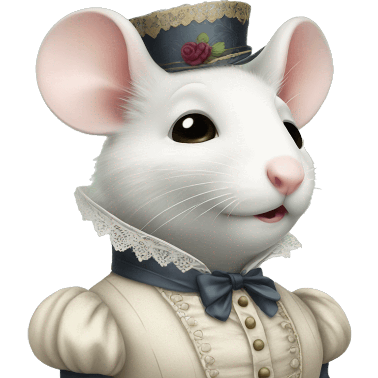 White mouse in Victorian dress emoji