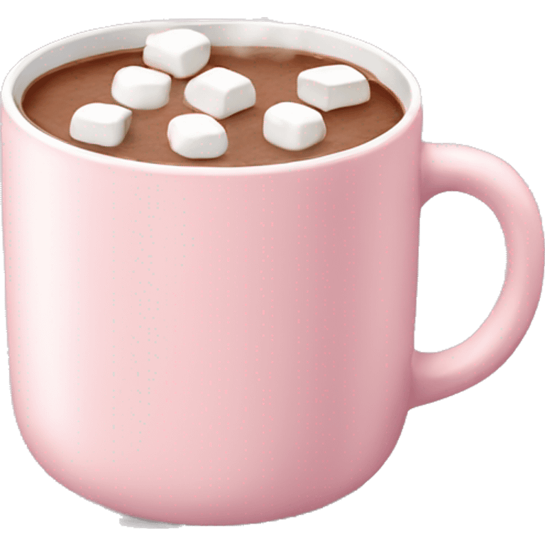 Light Pink mug of hot chocolate with marshmallows  emoji