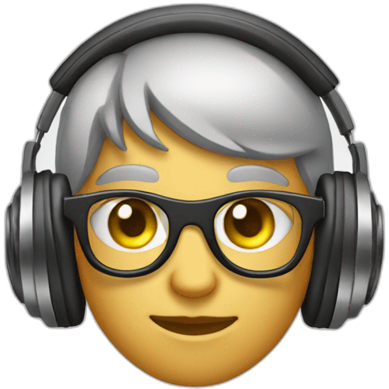 grey eyed dj with headphones and round glasses emoji