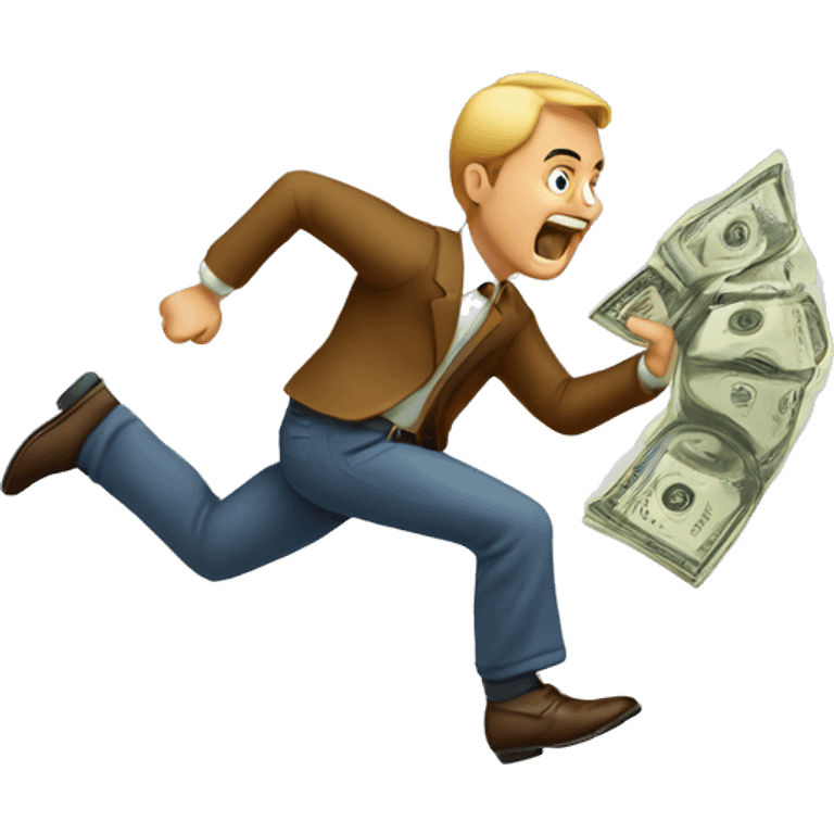 man chasing money emoji