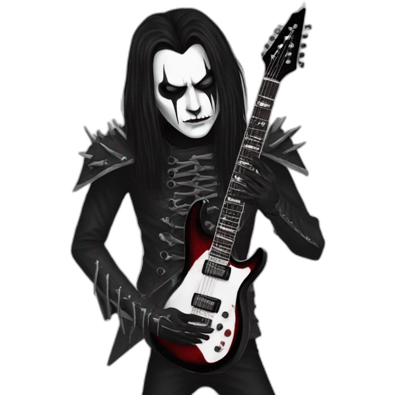 Black metal guitarist with corpse paint playing an electric guitar emoji