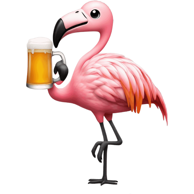 flamingo holding a beer mug emoji