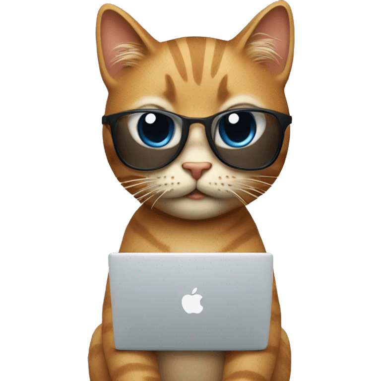 cool cat with an apple laptop emoji