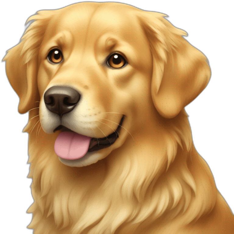 Un chat qui parle à un golden retriever emoji