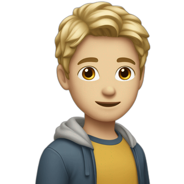 healthy, friendy, popular boy brownish blonde-ish hair young emoji