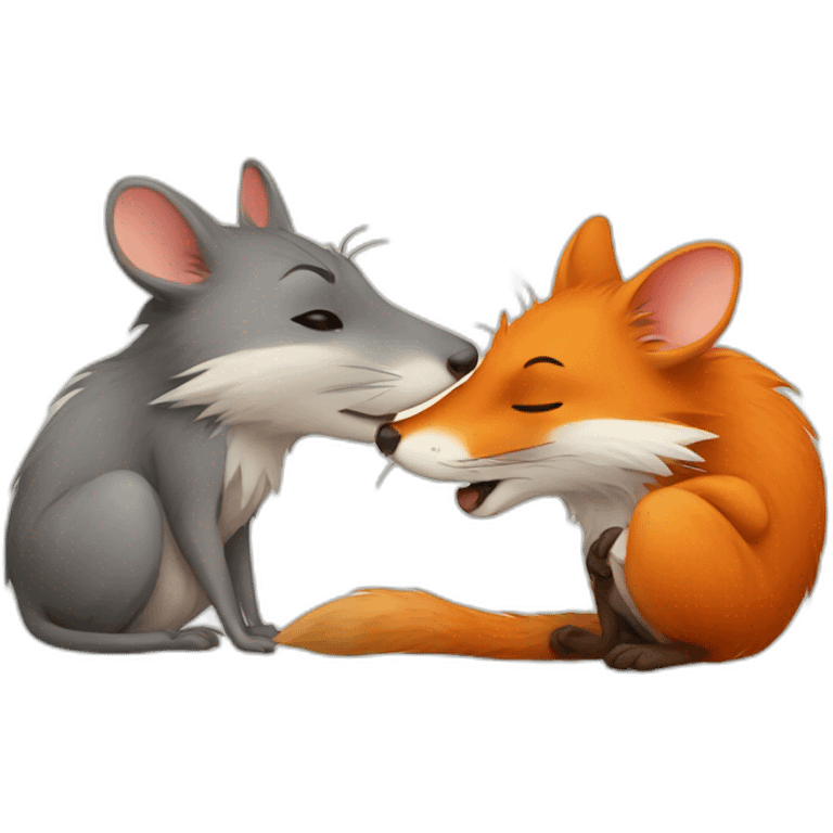 rat kissing fox emoji