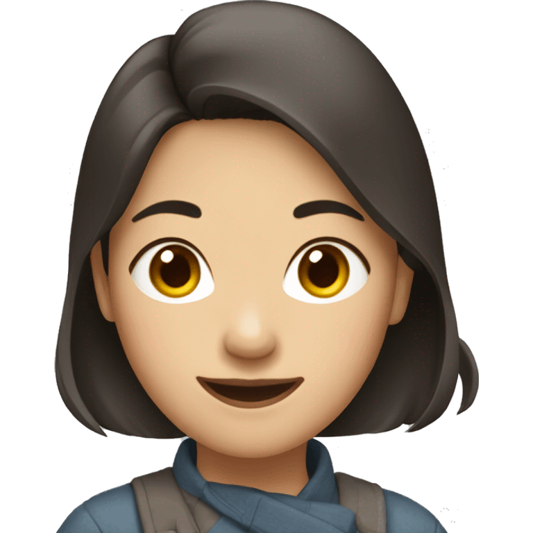 A 30s Asian woman with dark brown hair, and smiling emoji