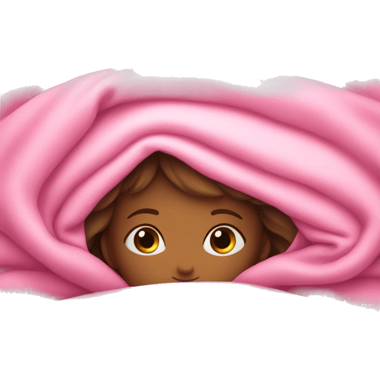 a sleeping girl under the pink blanket  emoji