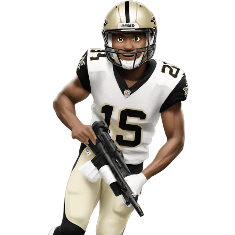 Spencer rattler holding a bazooka in saints jersey emoji