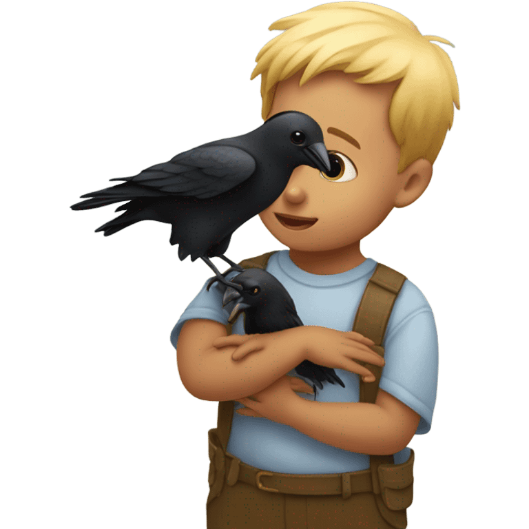 Toddler with crow emoji