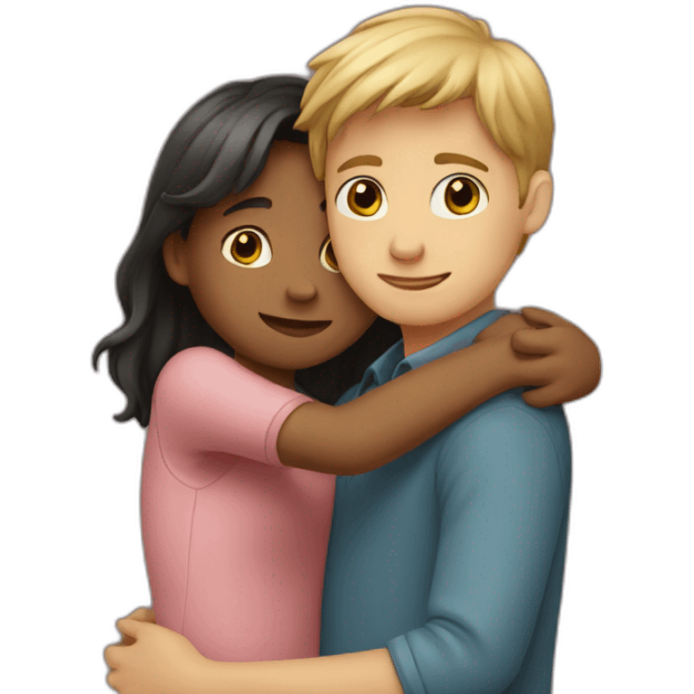 A girl and boy hugging  emoji