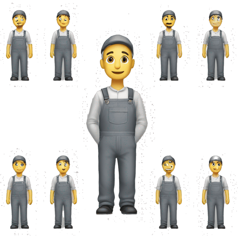 caucasic cleaner man with a gray dungarees
 emoji