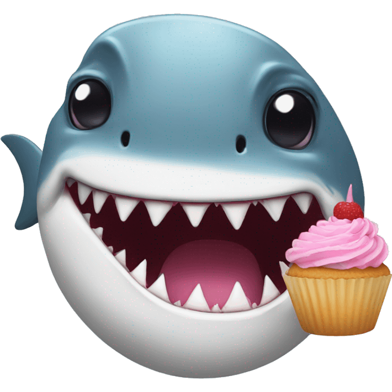 Shark eating a cupcake emoji