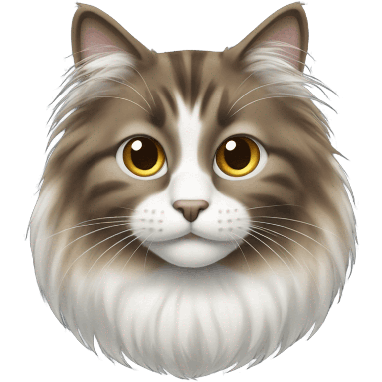 Gray and white and brown long haired cat  emoji