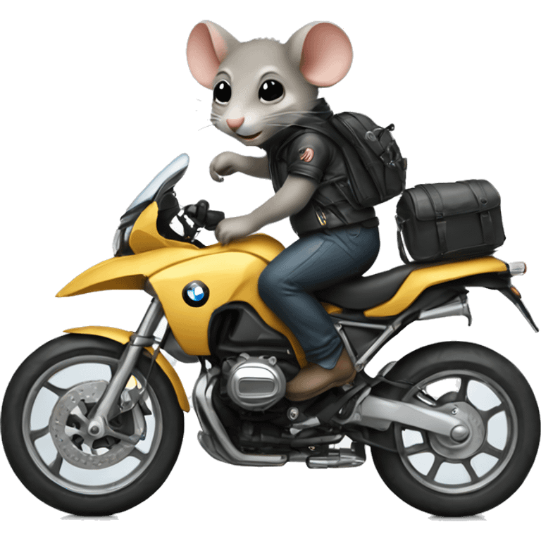 Mouse sitting on BMW Bike emoji