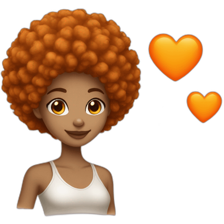 Light skin girl afro orange with handheart emoji