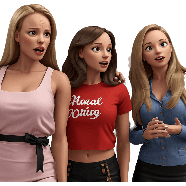 three girls in stylish outfits emoji