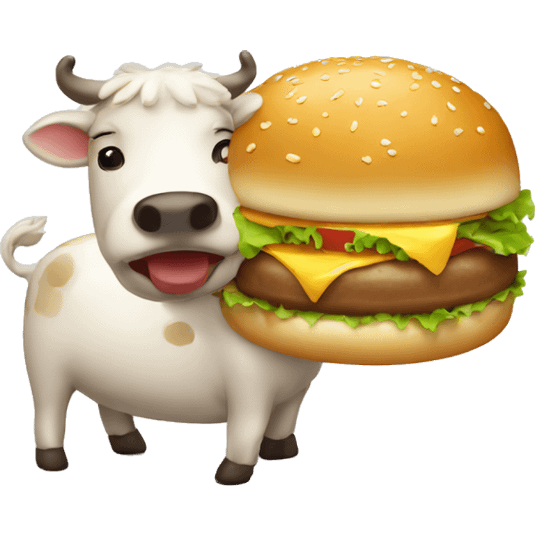 Veal eating hamburger emoji