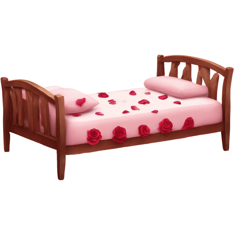 Valentine’s Day bed with rose petals emoji