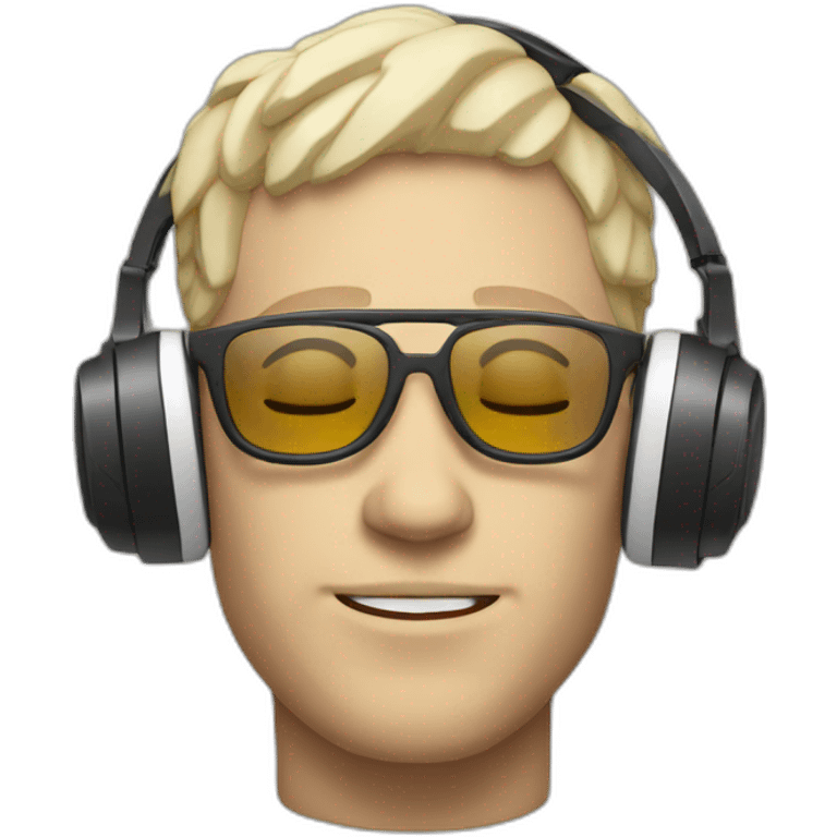 White Man relaxing listening to music emoji