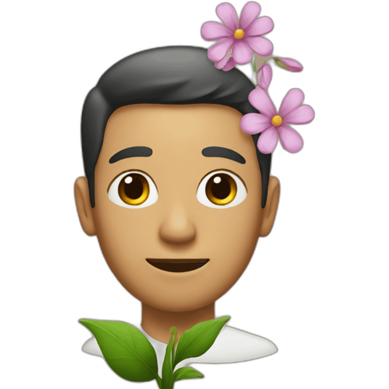 A man with a flower emoji