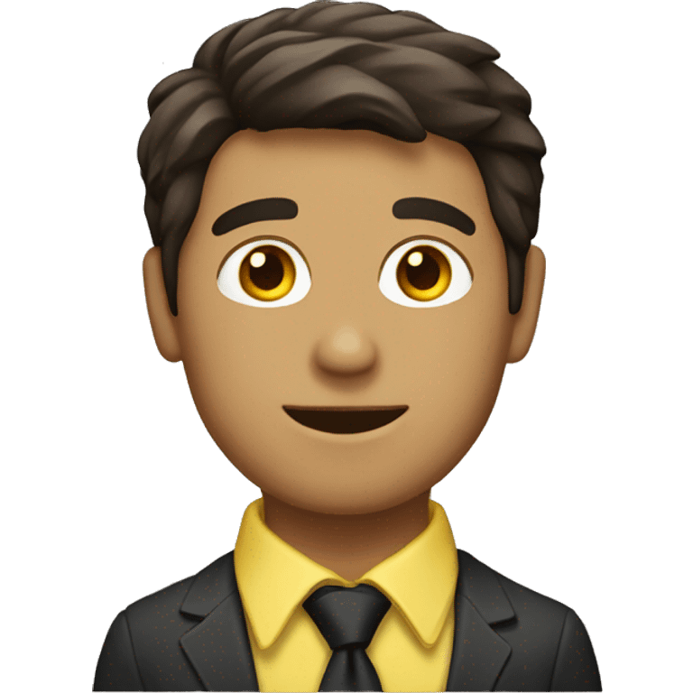 man holding a cat wearing a yellow tie , the man has dark brown hair , the man is white  emoji