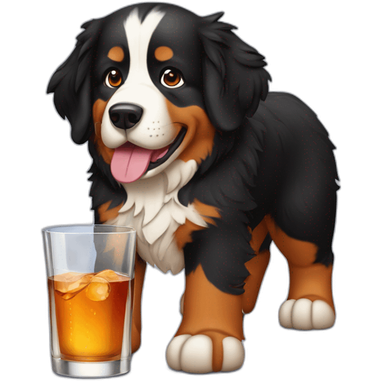 Bernese mountain dog drinking rhum as a pirat emoji