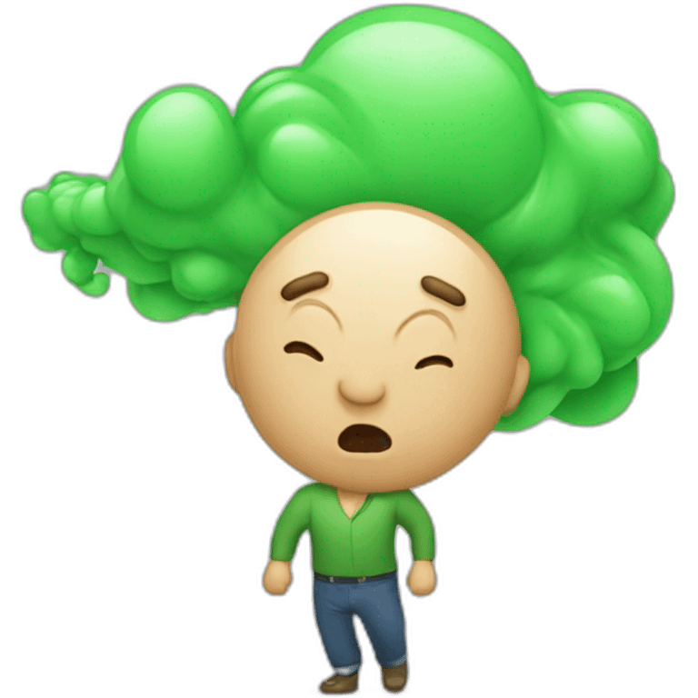 man farting with green wind emoji