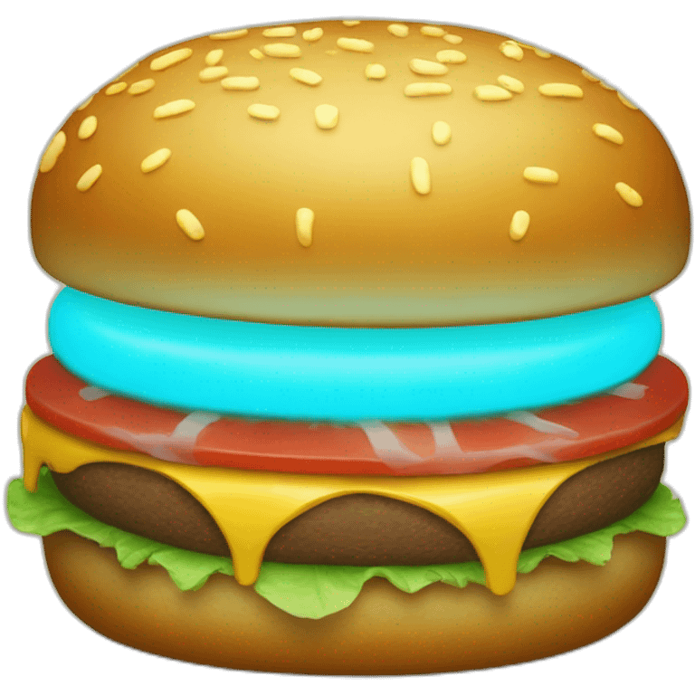 hamburger with a glowing cyan patty emoji