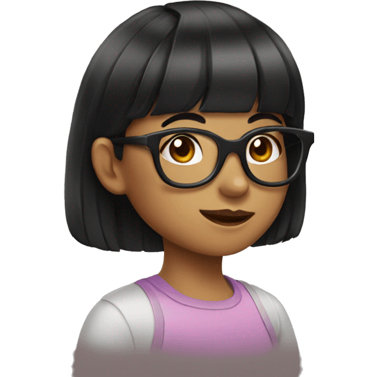 girl with dark hair and bangs and glasses emoji