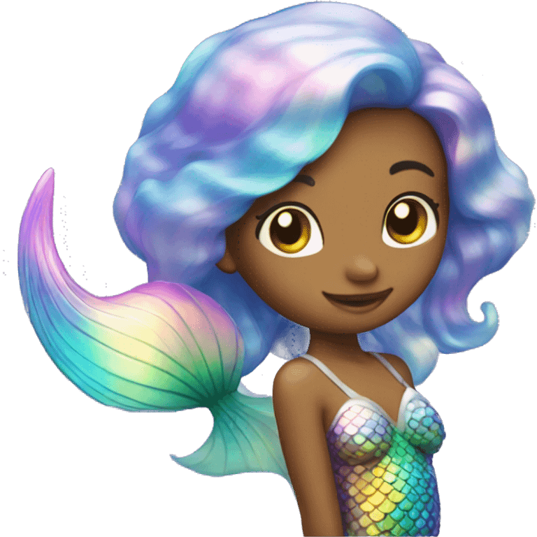 Iridescent mermaid with iridescent tail emoji